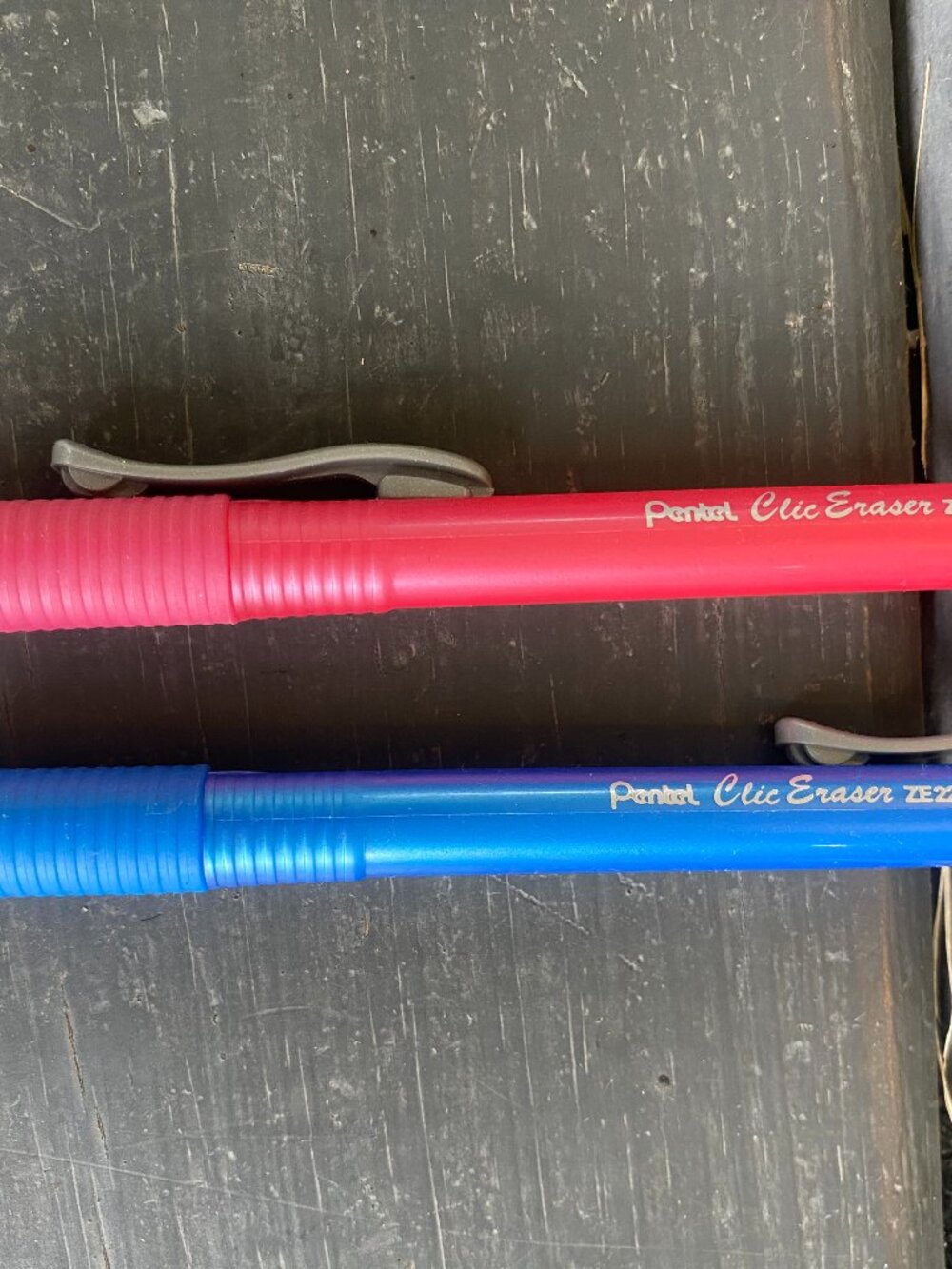 2 Pentel Clic Eraser- Red & Blue- 1 used